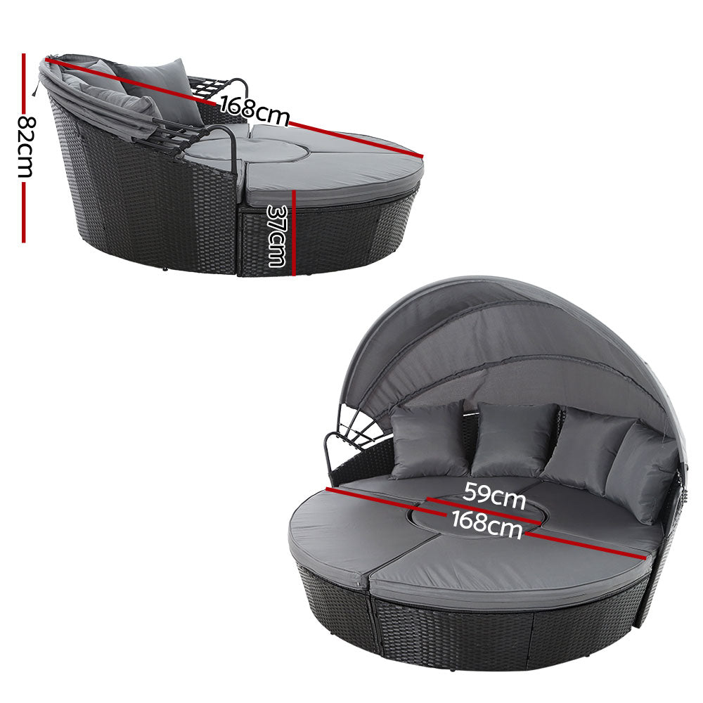 Portsea Premium Outdoor Day Bed - Black and Grey